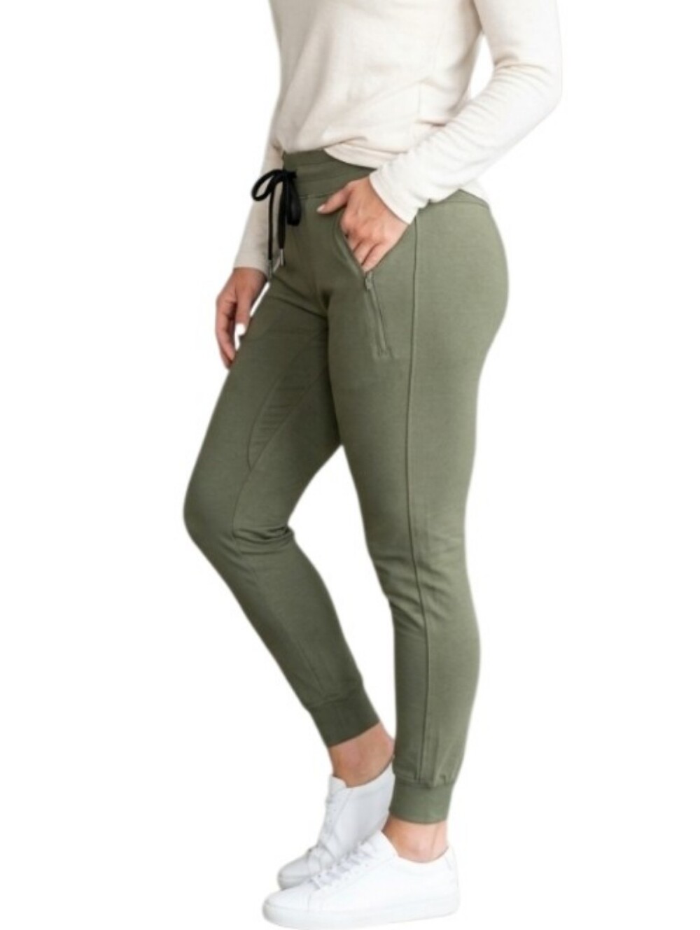 ROKWOLF Olive Green Women's Soft & Comfy Jogger Pants with Drawstring Waist NWT